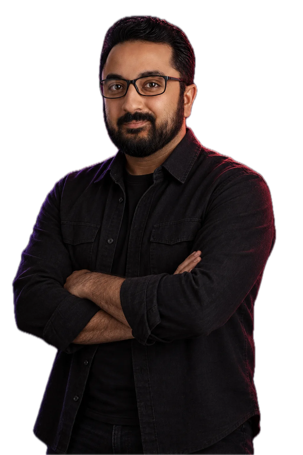 AI-generated portrait of Ray Ali standing with his arms crossed